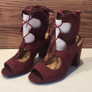 Qupid Ankle Wrap Heels
